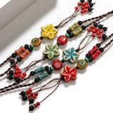 Glazed Ceramic Star Swirl Necklace