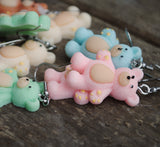 Large Gentle pastel Bears earrings