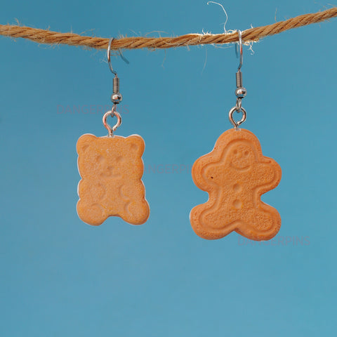 Gingerbread cream sandwich cookie earrings