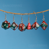 Blood Vine swirl RPG dice earrings