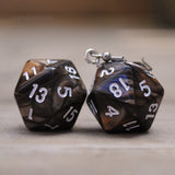 20 Sided single color pearl swirl RPG dice earrings  - 20mm