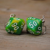 Lemon & Lime Swirl swirl RPG dice earrings