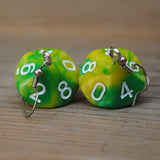 Lemon & Lime Swirl swirl RPG dice earrings