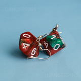 Blood Vine swirl RPG dice earrings