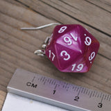 20 Sided single color pearl swirl RPG dice earrings  - 20mm