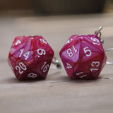 20 Sided single color pearl swirl RPG dice earrings  - 20mm