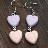 Double Pastel heart cascades earrings