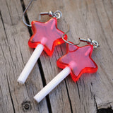 Clear stars candy lollipop earrings