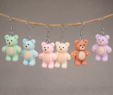 Large Gentle pastel Bears earrings