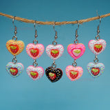 Double Strawberry polka hearts earrings