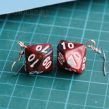 Blood Vine swirl RPG dice earrings