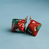 Blood Vine swirl RPG dice earrings