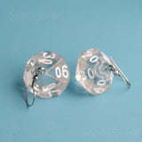 Clear RPG dice earrings