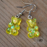 Gummy bear earrings with holographic shards