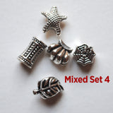 Set of 5 Mixed Viking / Celtic beads, silver, alloy braid. vikings beard dreadlocks charms