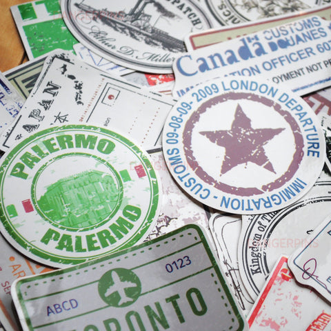 60 Retro Travel stamp stickers