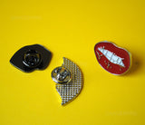 Set of 3 Hot Lips hard enamel pins