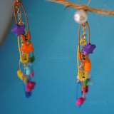 Rainbow punk stars & safety pins earrings