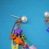 Rainbow punk stars & safety pins earrings