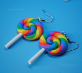 Rainbow Lollipop polymer Earrings