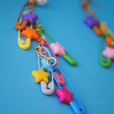 Rainbow punk stars & safety pins earrings