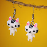 Cute White Cat resin earrings