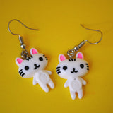 Cute White Cat resin earrings