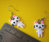 Cute White Cat resin earrings