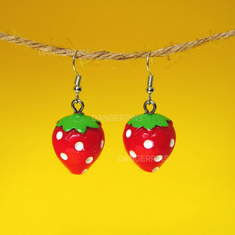 Cartoon Strawberry earrings - cute kawaii