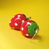 Cartoon Strawberry earrings - cute kawaii