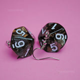 D10 Pearl swirl dice earrings  - 20mm