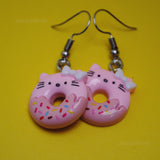 Pink Kitten donut earrings