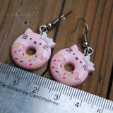 Pink Kitten donut earrings