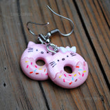 Pink Kitten donut earrings