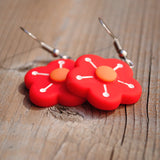 Simple Red Cherry Blossom flower earrings