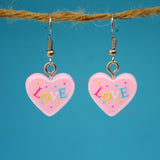 2 Pairs of Small Love Declarations heart earrings