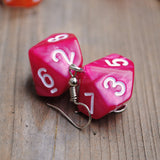 D10 Pearl swirl dice earrings  - 20mm