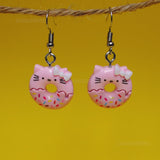 Pink Kitten donut earrings