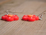 Simple Red Cherry Blossom flower earrings