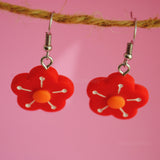 Simple Red Cherry Blossom flower earrings