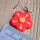 Simple Red Cherry Blossom flower earrings