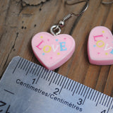 2 Pairs of Small Love Declarations heart earrings