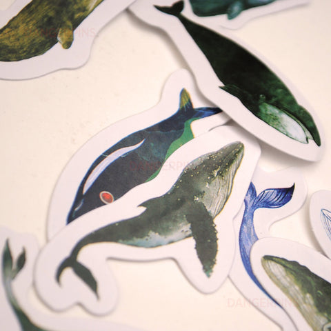 90 small paper Whale stickers