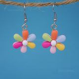 Small pastel rainbow daisy flowers earrings