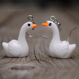 White Goose Geese earrings