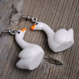 White Goose Geese earrings