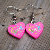 2 Pairs of Small Love Declarations heart earrings