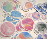 90 small painted planets paper stickers