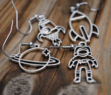 4 Space themed metal earrings