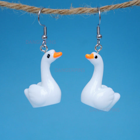 White Goose Geese earrings